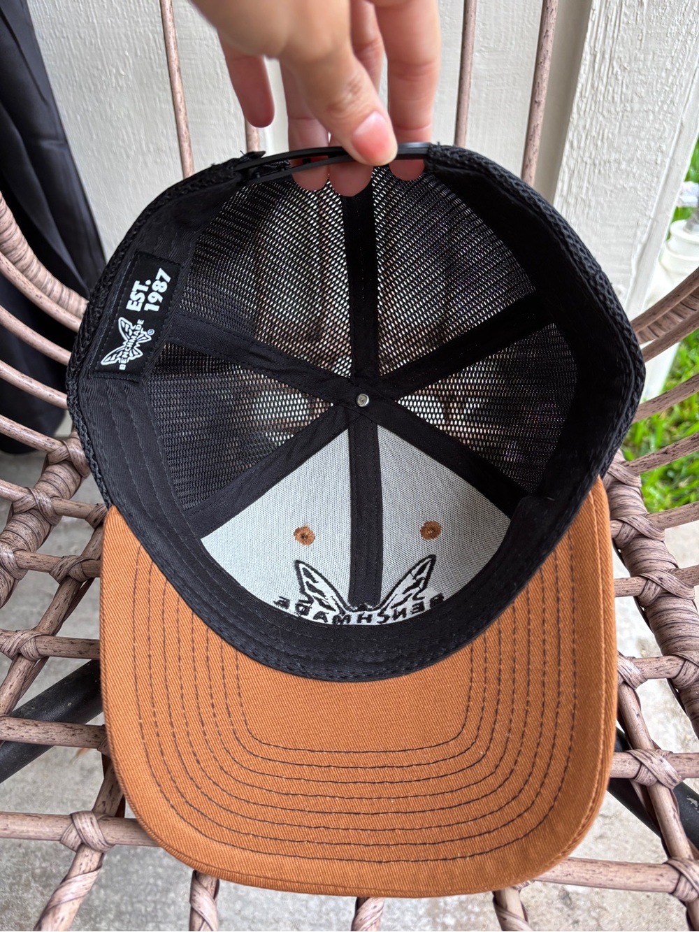 Benchmade Men's Brown and Black Embroidered Logo Trucker Cap - Picture 3 of 5